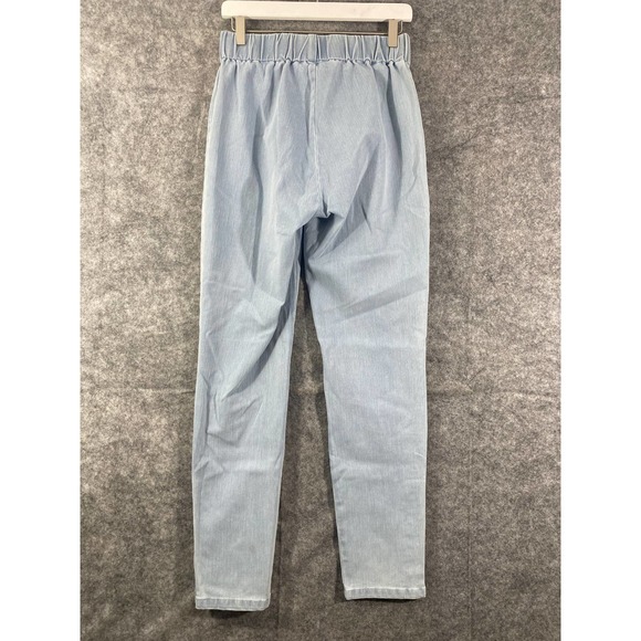 Soft Surroundings Pants Small Tall Light Blue High Rise Chambray Button Hem - Picture 2 of 11